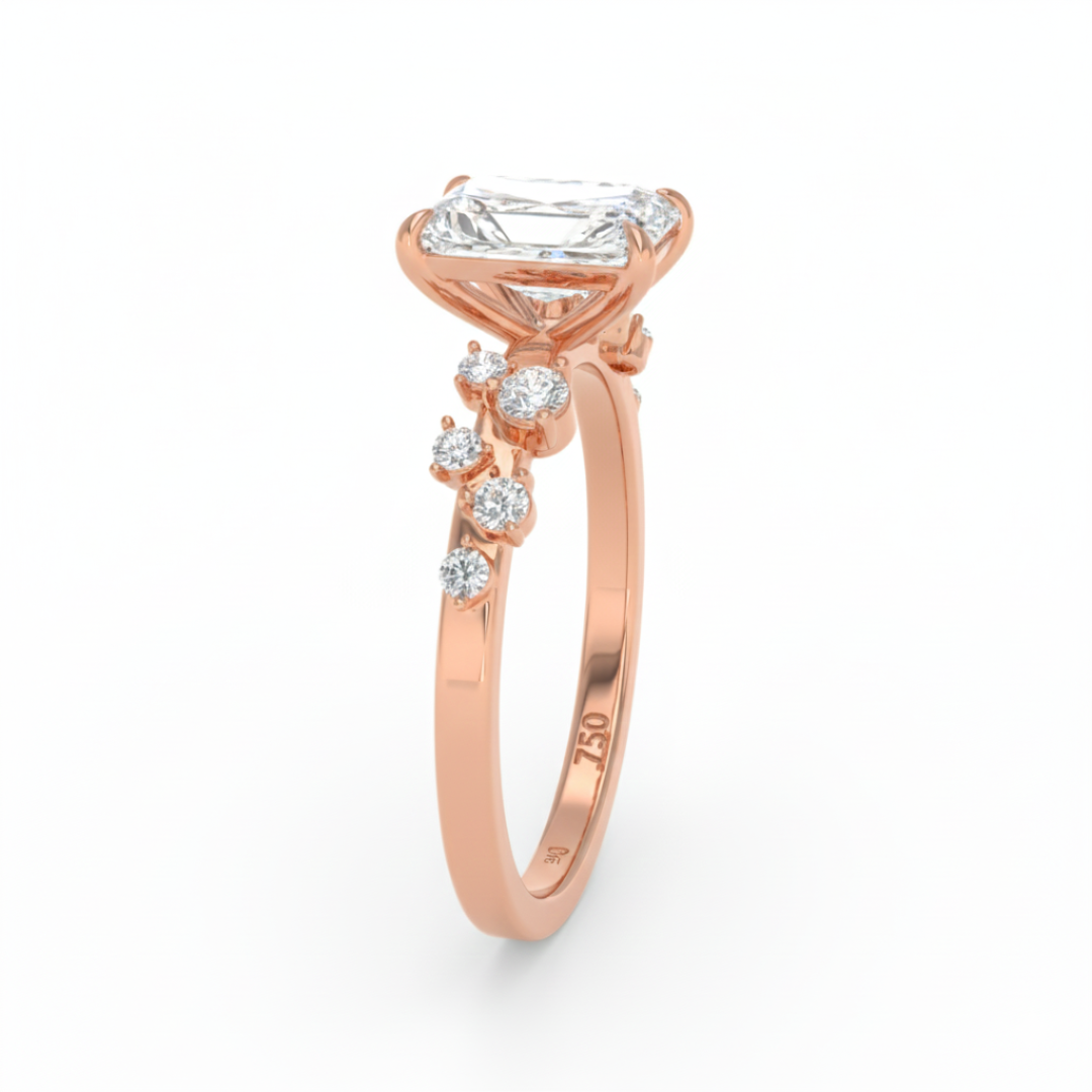 Layla Radiant Cut Diamond Engagement Ring With Accent Band