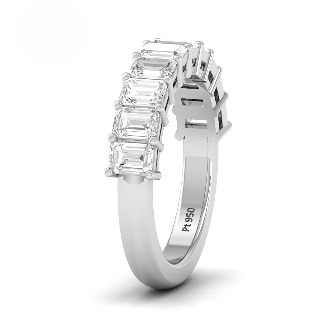 Anne Emerald cut Diamond Wedding Band