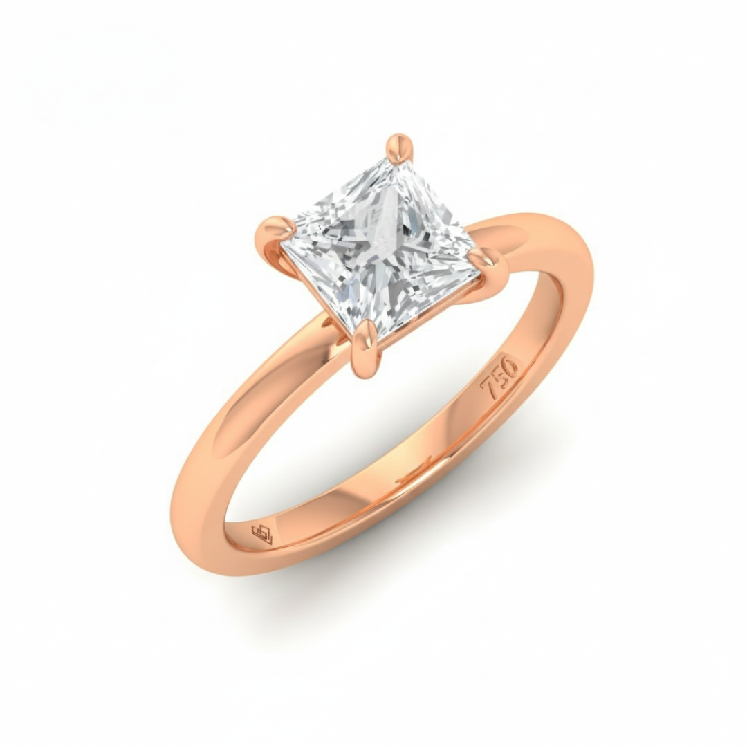 Noémie Solitaire Princess Cut With Diamond Engagement Ring