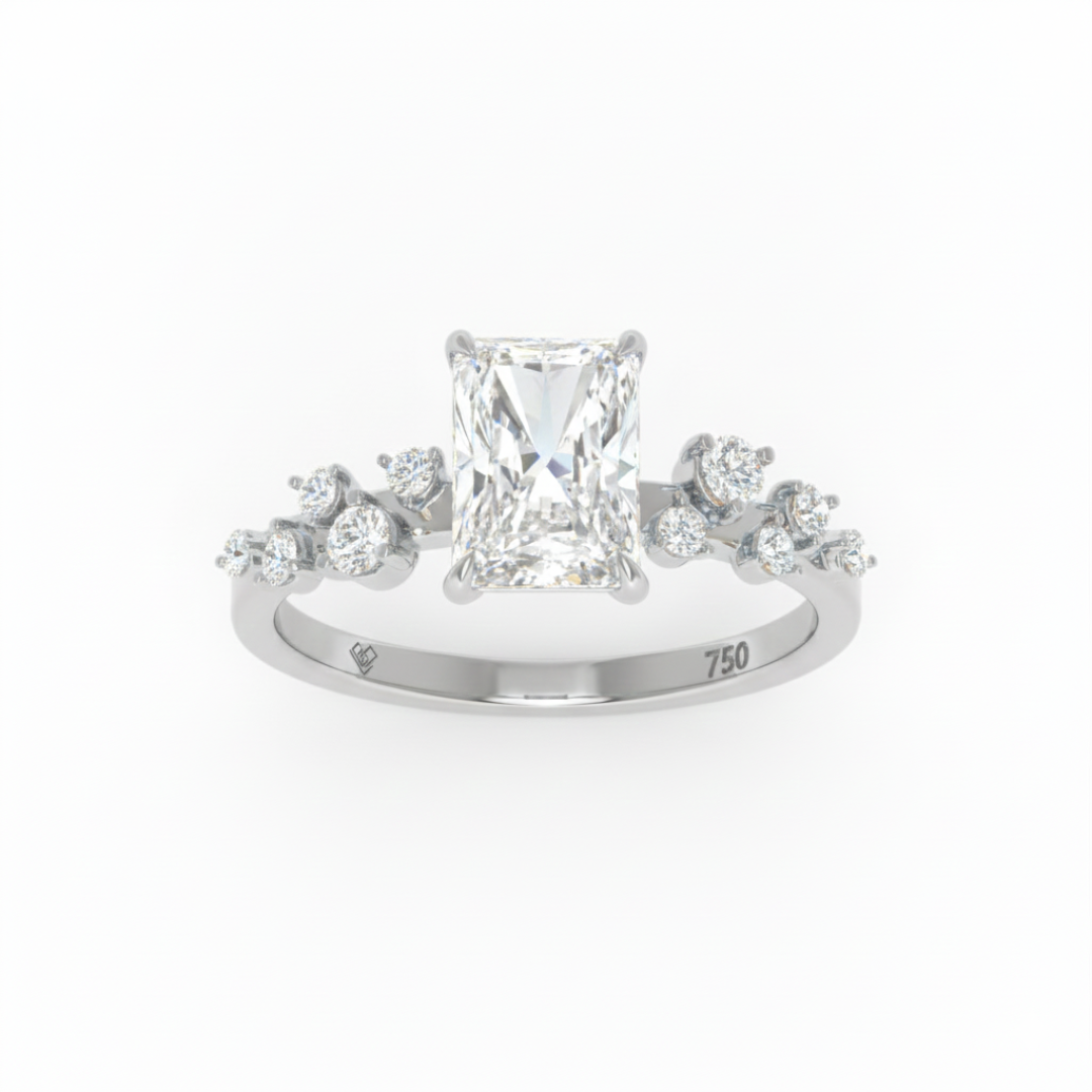 Layla Radiant Cut Diamond Engagement Ring With Accent Band