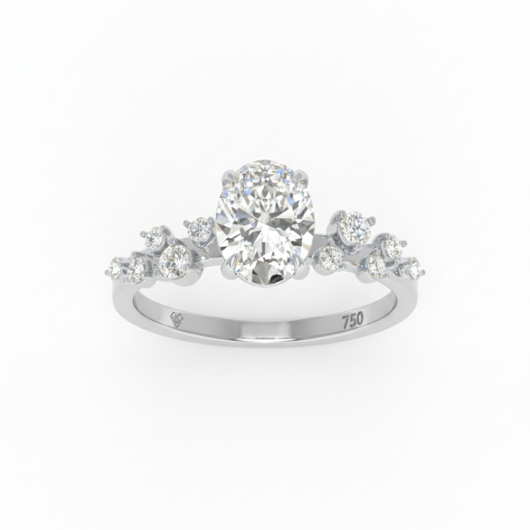 Layla Oval Cut Diamond Engagement Ring With Diamond Accent Band