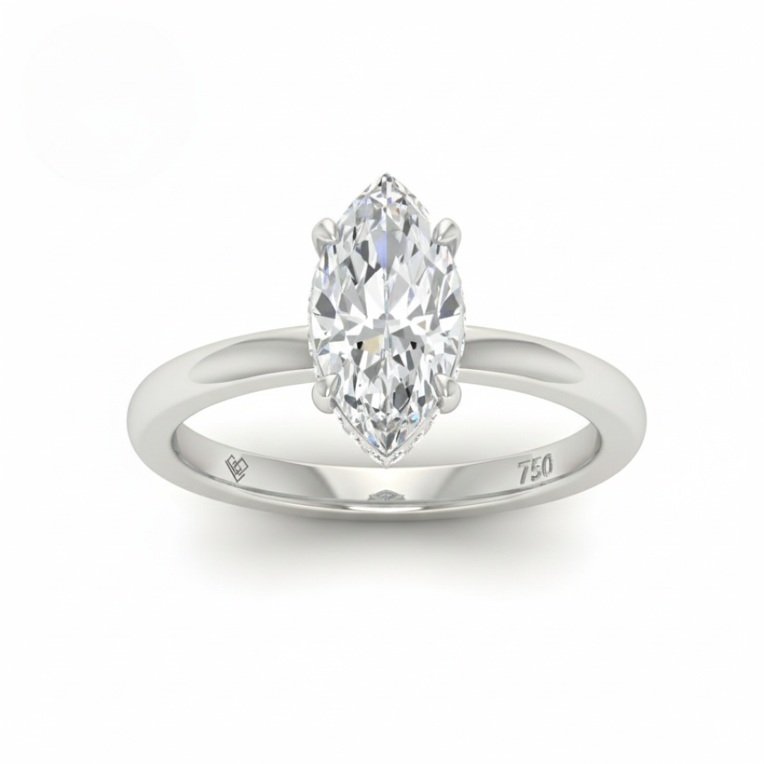 Léa Marquise Cut Diamond With Hidden Halo Engagement Ring