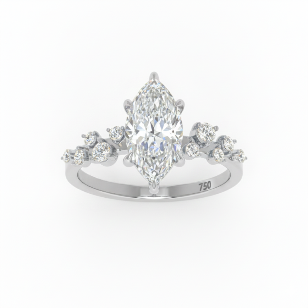 Layla Marquise Cut Diamond Engagement Ring With Accent Band