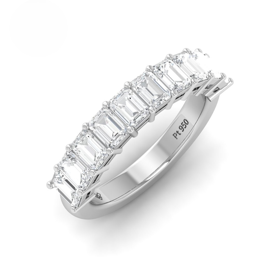 Anne Emerald cut Diamond Wedding Band