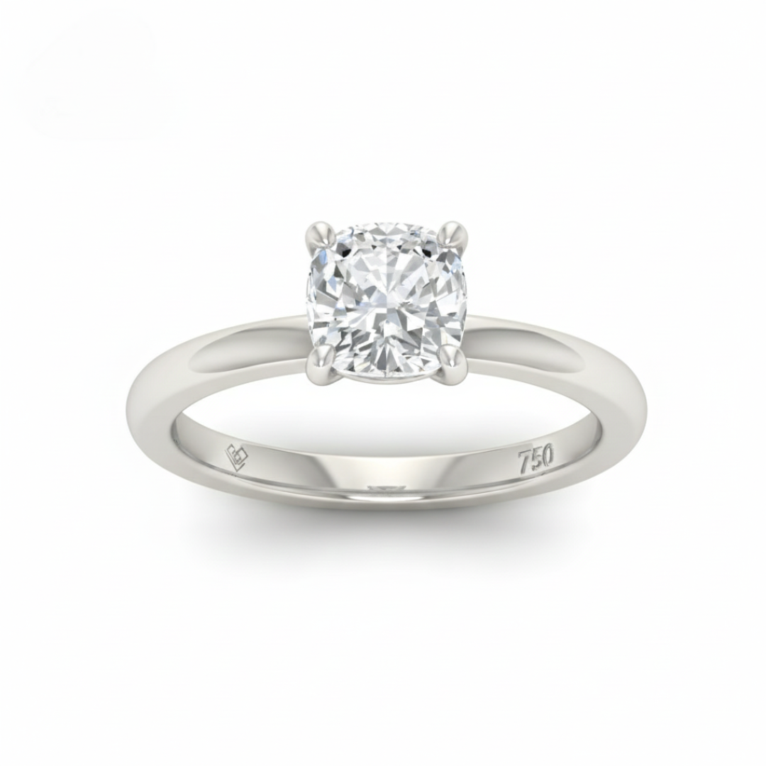 Noémie Solitaire Cushion Cut With Diamond Engagement Ring