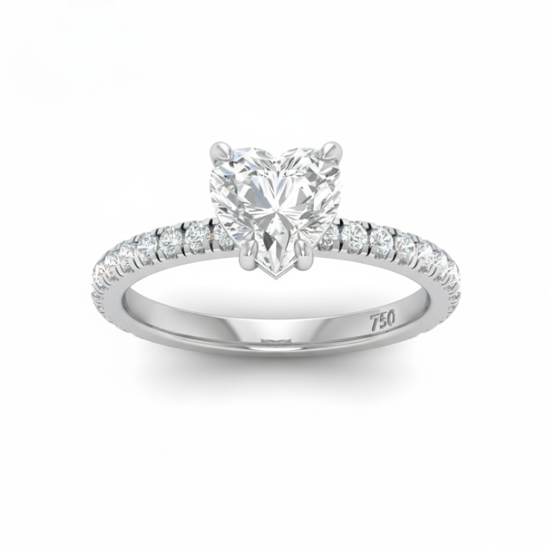 Abigail Heart With Diamond Band Engagement Ring