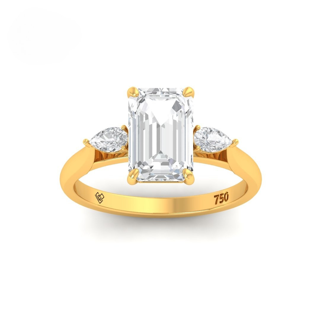 Sofia Emerald Cut Diamond Engagement Ring With A Pear Sides