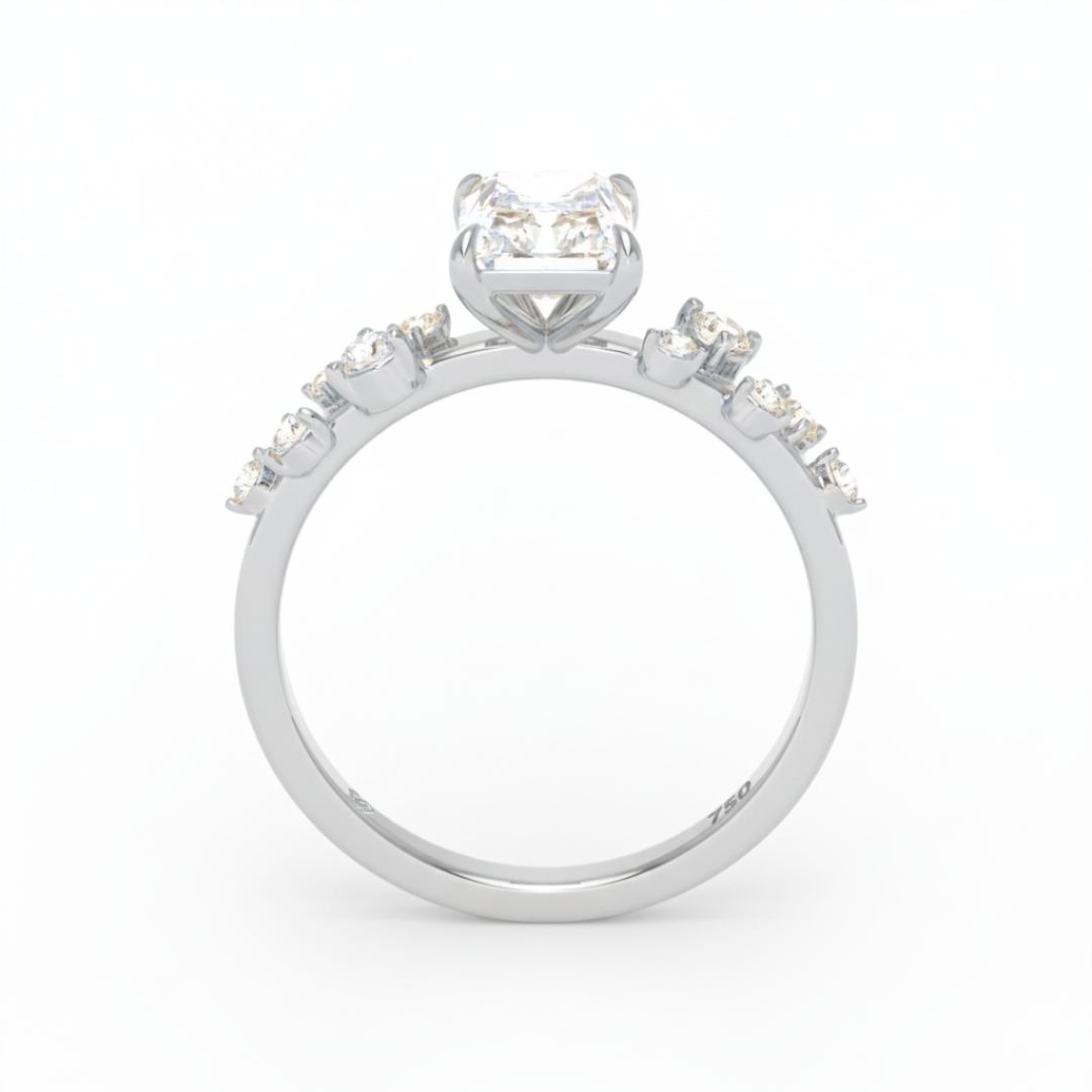 Layla Radiant Cut Diamond Engagement Ring With Accent Band