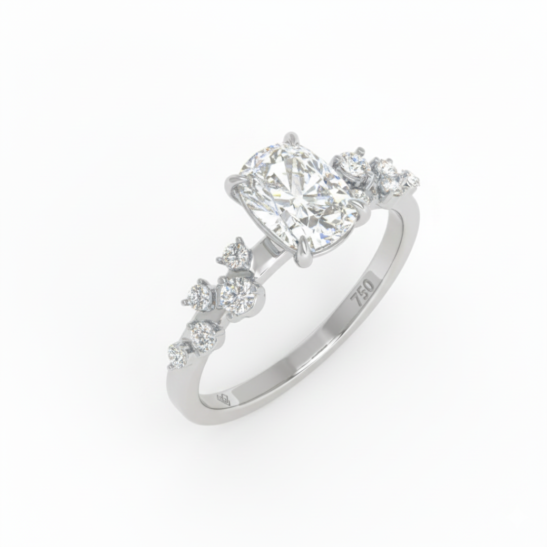 Layla Cushion Diamond Engagement Ring With Diamond Accent Band