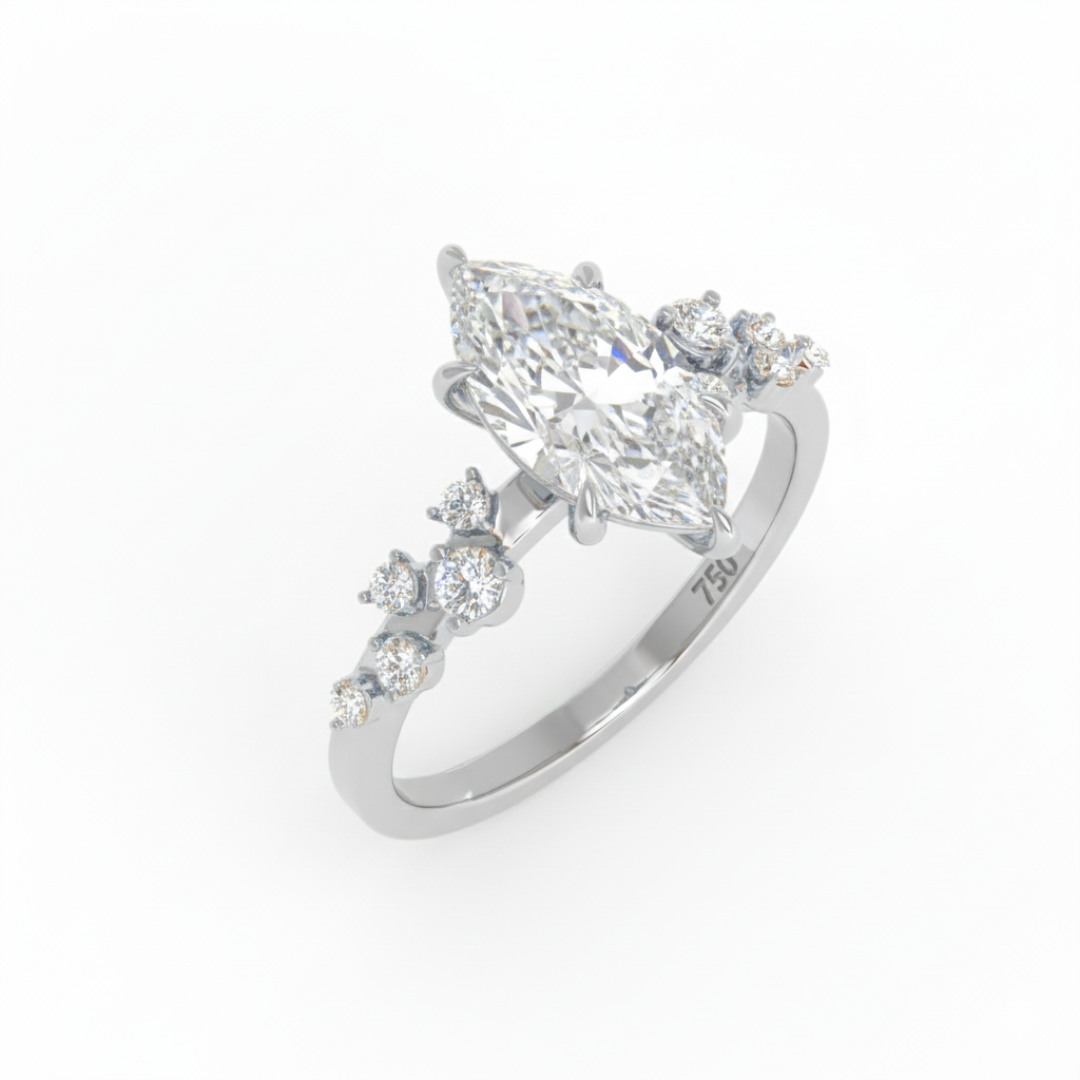 Layla Marquise Cut Diamond Engagement Ring With Accent Band
