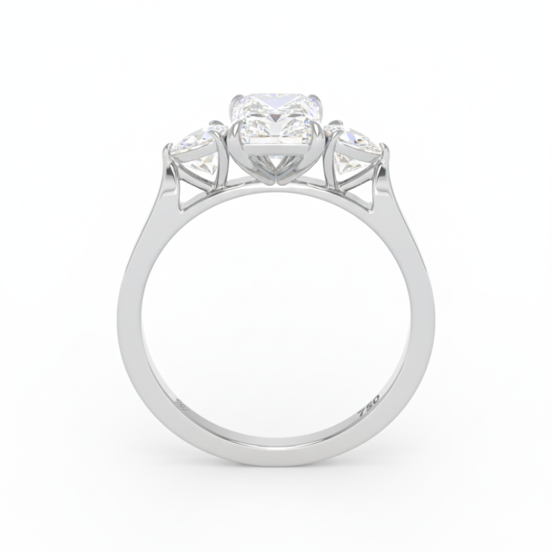 Sofia Radiant Cut Diamond Engagement Ring With A Pear Cut Side Diamonds