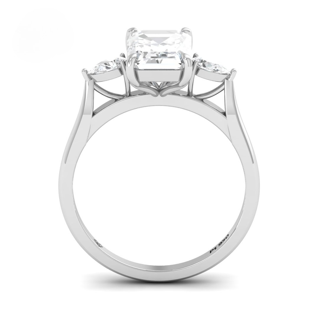 Sofia Emerald Cut Diamond Engagement Ring With A Pear Sides