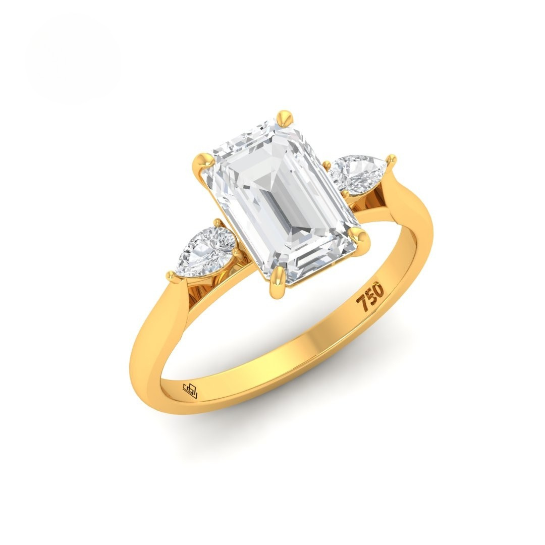 Sofia Emerald Cut Diamond Engagement Ring With A Pear Sides