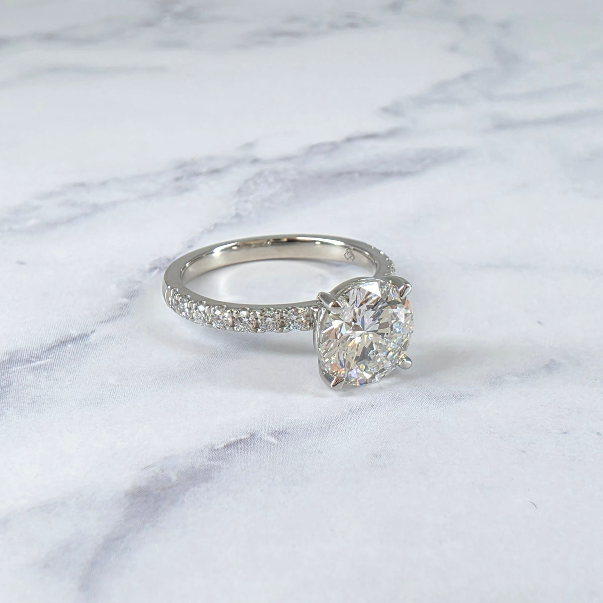 Abigail Round With Diamond Band Engagement Ring
