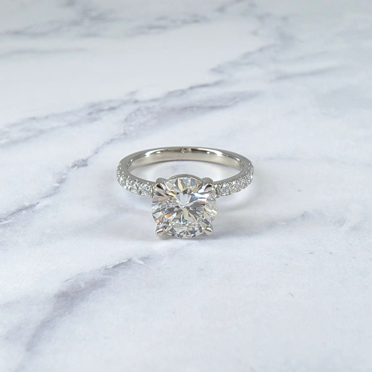 Abigail Round With Diamond Band Engagement Ring