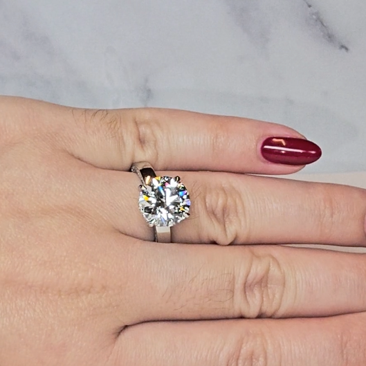 Celeste Round cut Lab Diamond with Cigar Band and Half set Diamond Sides & Hidden Halo