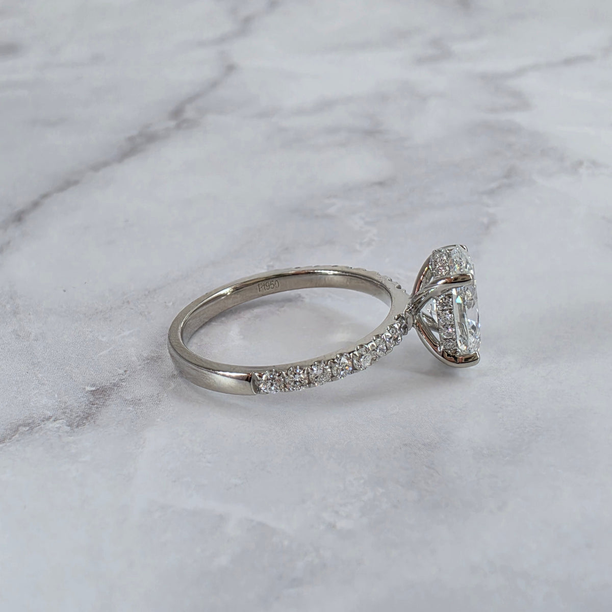 Chloé Oval Cut Diamond Engagement Ring with Diamond Hidden Halo and Diamond Band