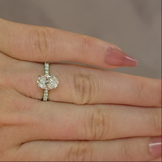 Chloé Oval Cut Diamond Engagement Ring with Diamond Hidden Halo and Diamond Band