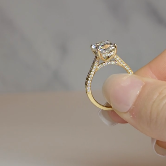 Katherine Cushion cut engagement ring 3D Diamond Band