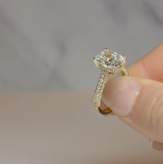 Katherine Cushion cut engagement ring 3D Diamond Band