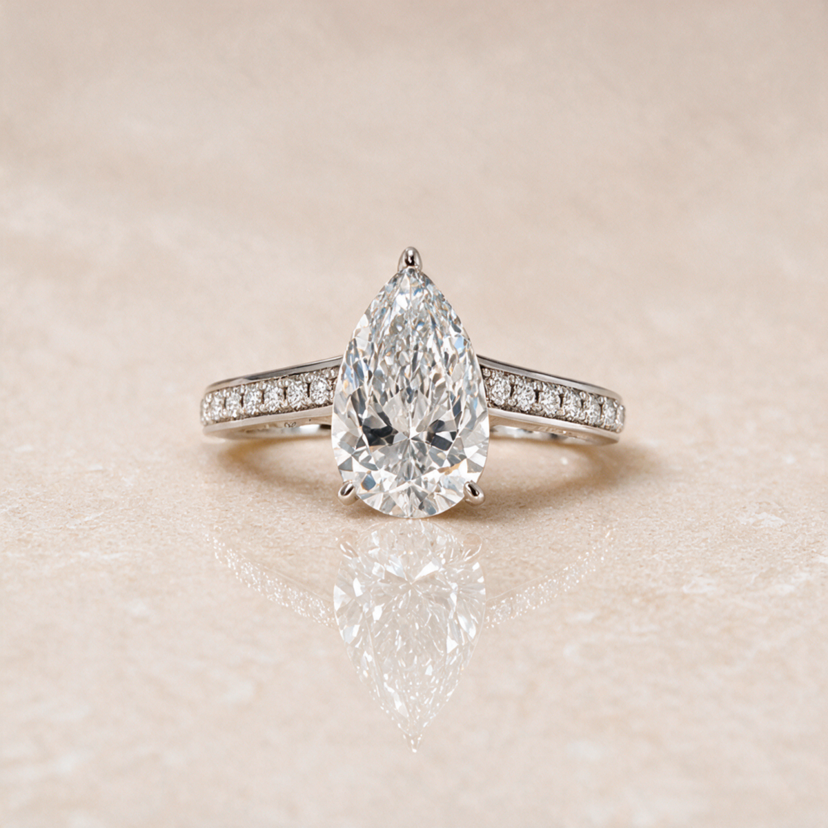 Katherine Pear cut engagement ring 3D Diamond Band