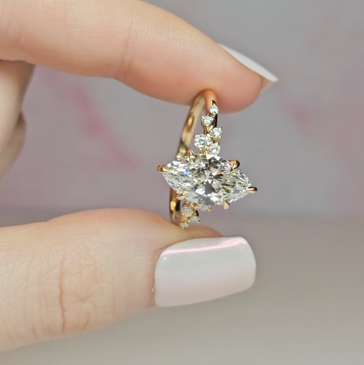 Layla Marquise Cut Diamond Engagement Ring With Accent Band