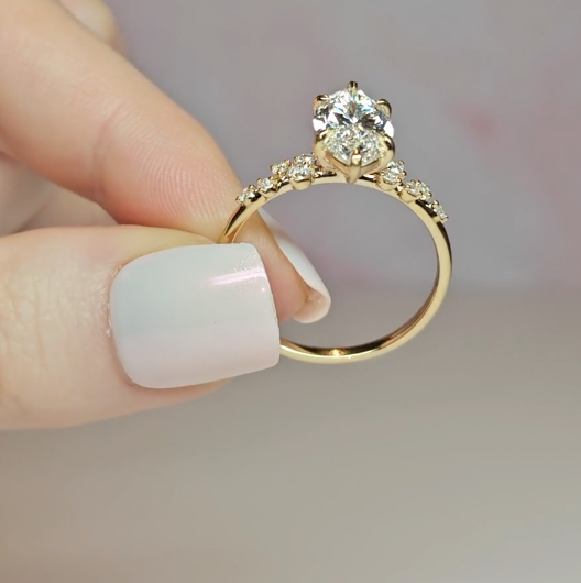 Layla Marquise Cut Diamond Engagement Ring With Accent Band