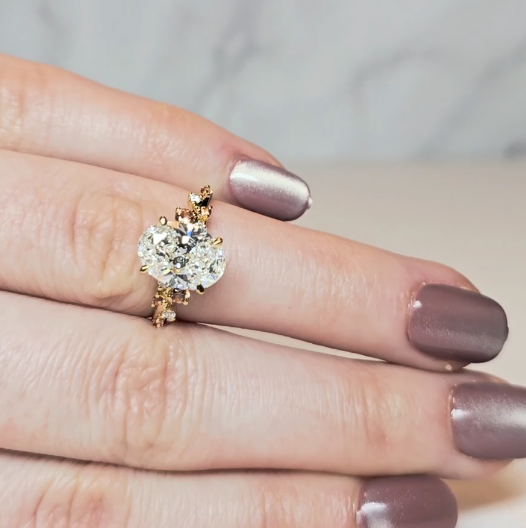 Layla Oval Cut Diamond Engagement Ring With Diamond Accent Band