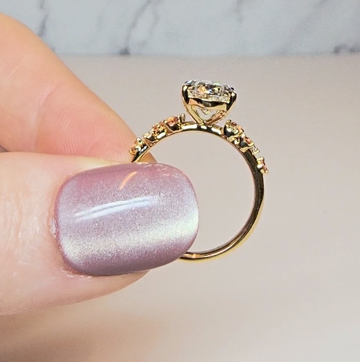 Layla Oval Cut Diamond Engagement Ring With Diamond Accent Band