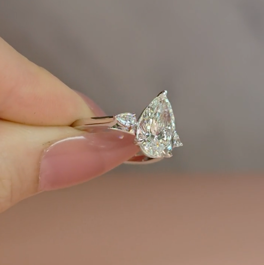 Sofia Pear Cut Diamond Engagement Ring With A Pear Cut Side Diamonds
