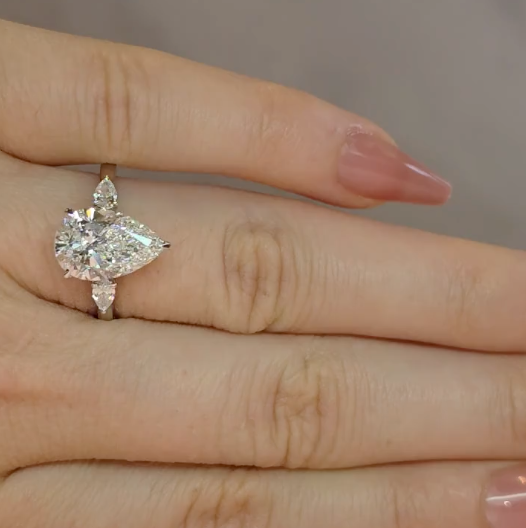Sofia Pear Cut Diamond Engagement Ring With A Pear Cut Side Diamonds