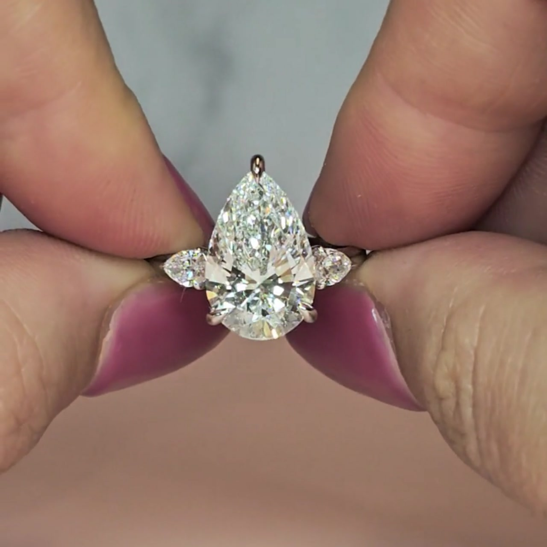Sofia Pear Cut Diamond Engagement Ring With A Pear Cut Side Diamonds