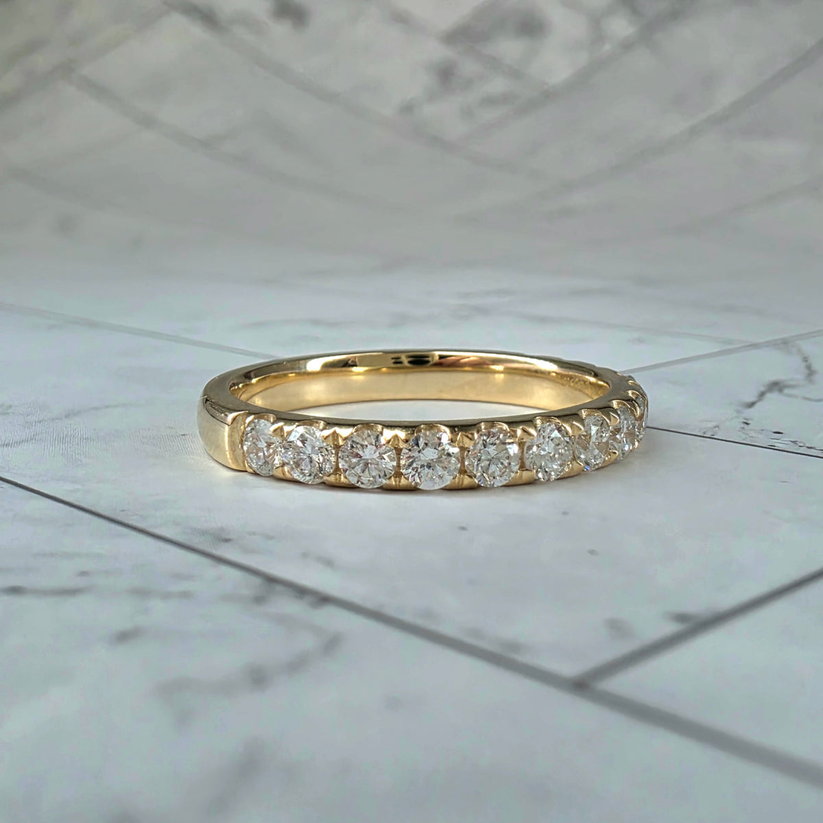 Valentina Round Brilliant Cut Gold Diamond Wedding Band
