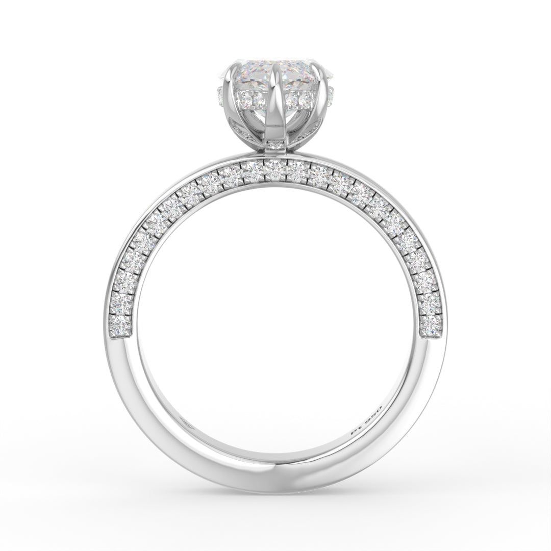 Celeste Marquise cut Lab Diamond with Cigar band and half set Diamond sides & hidden halo
