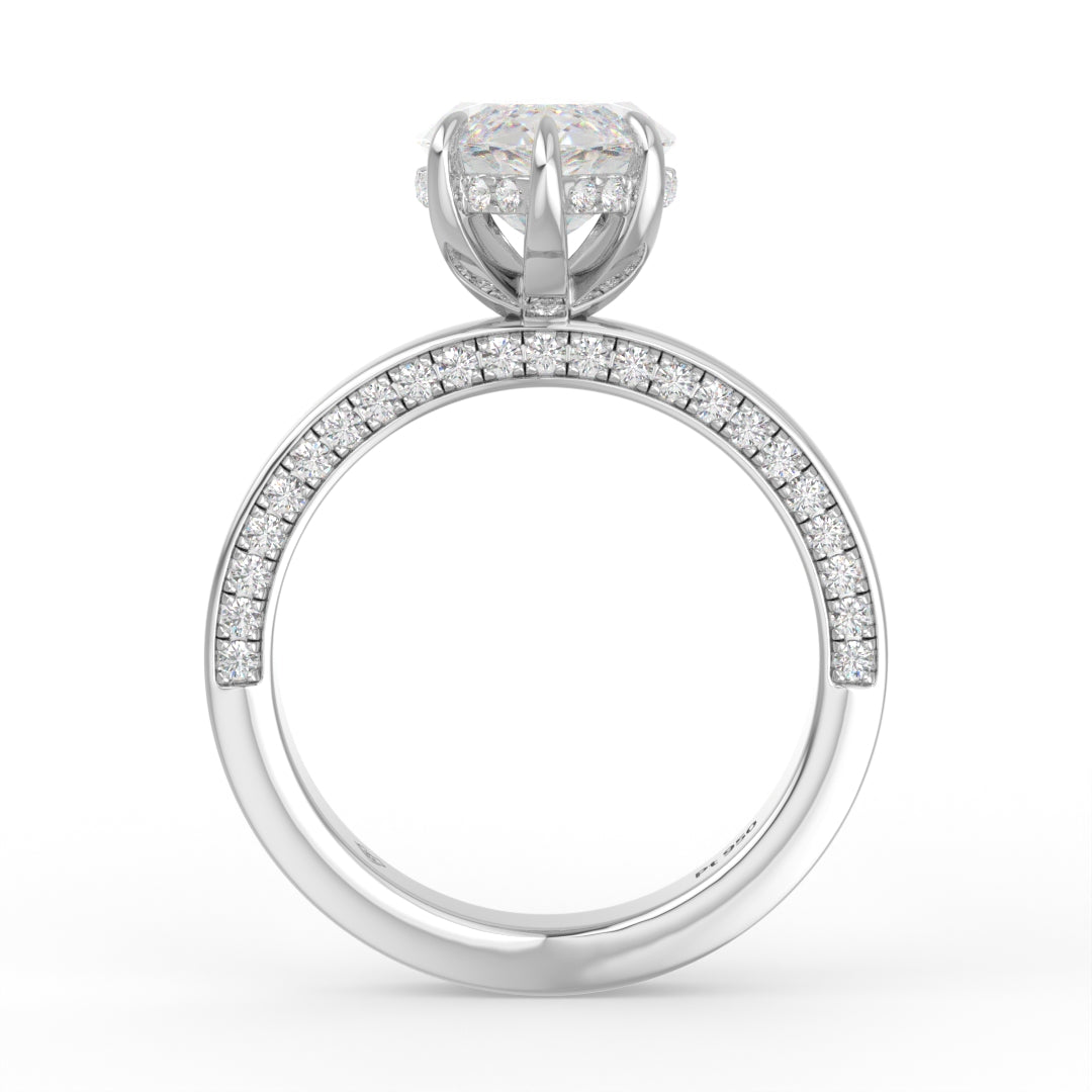 Celeste Marquise cut Lab Diamond with Cigar band and half set Diamond sides & hidden halo
