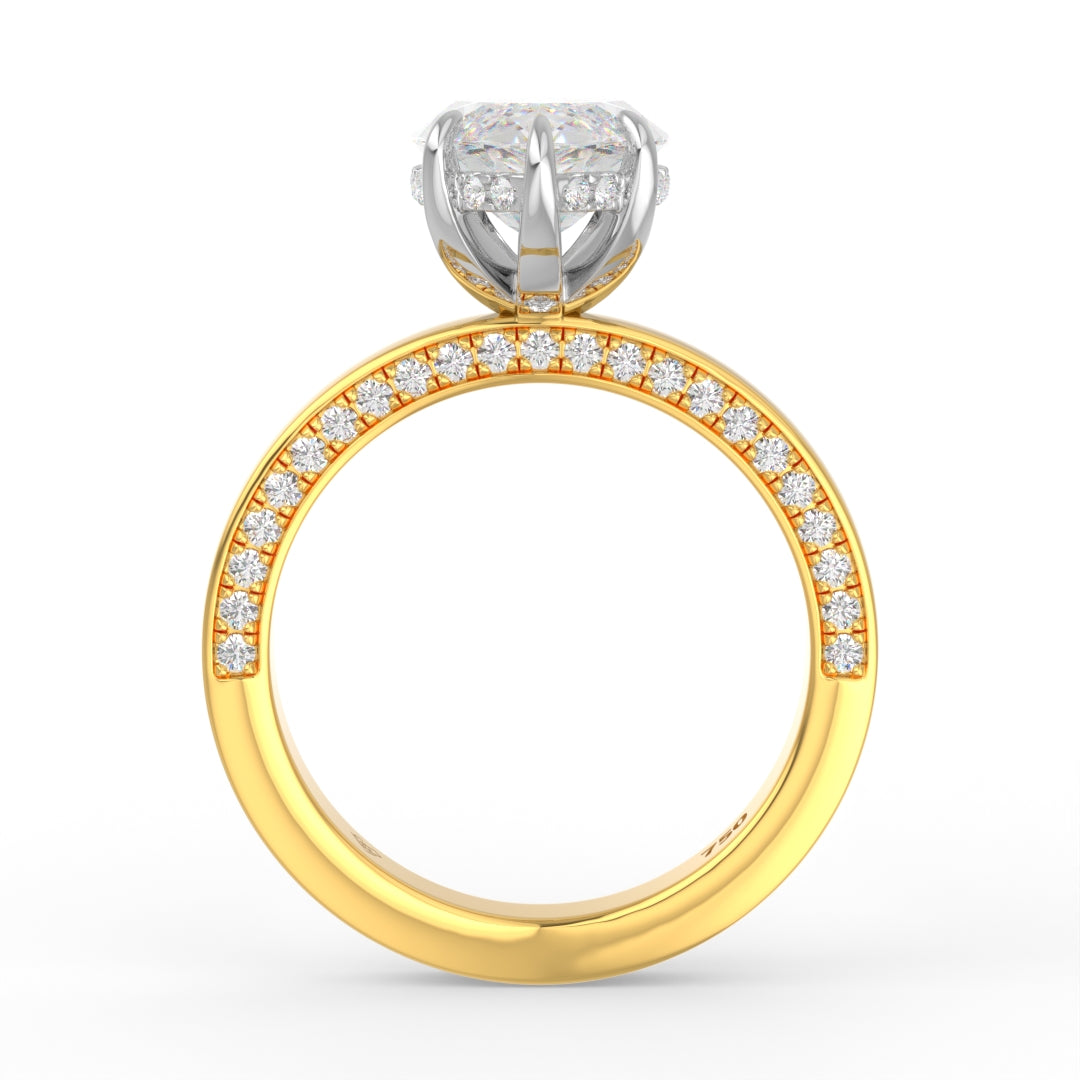 Celeste Marquise cut Lab Diamond with Cigar band and half set Diamond sides & hidden halo
