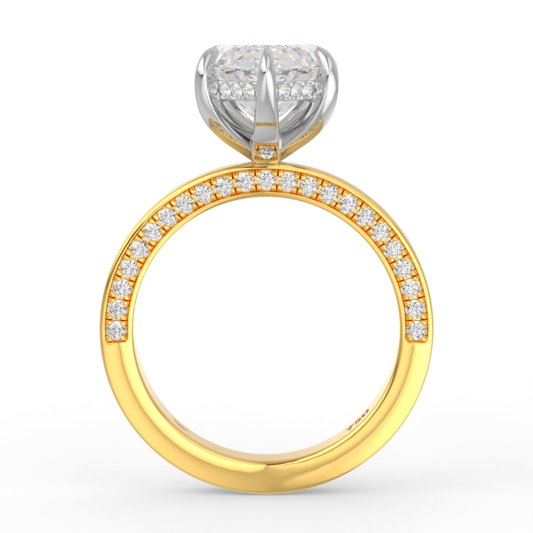Celeste Marquise cut Lab Diamond with Cigar band and half set Diamond sides & hidden halo