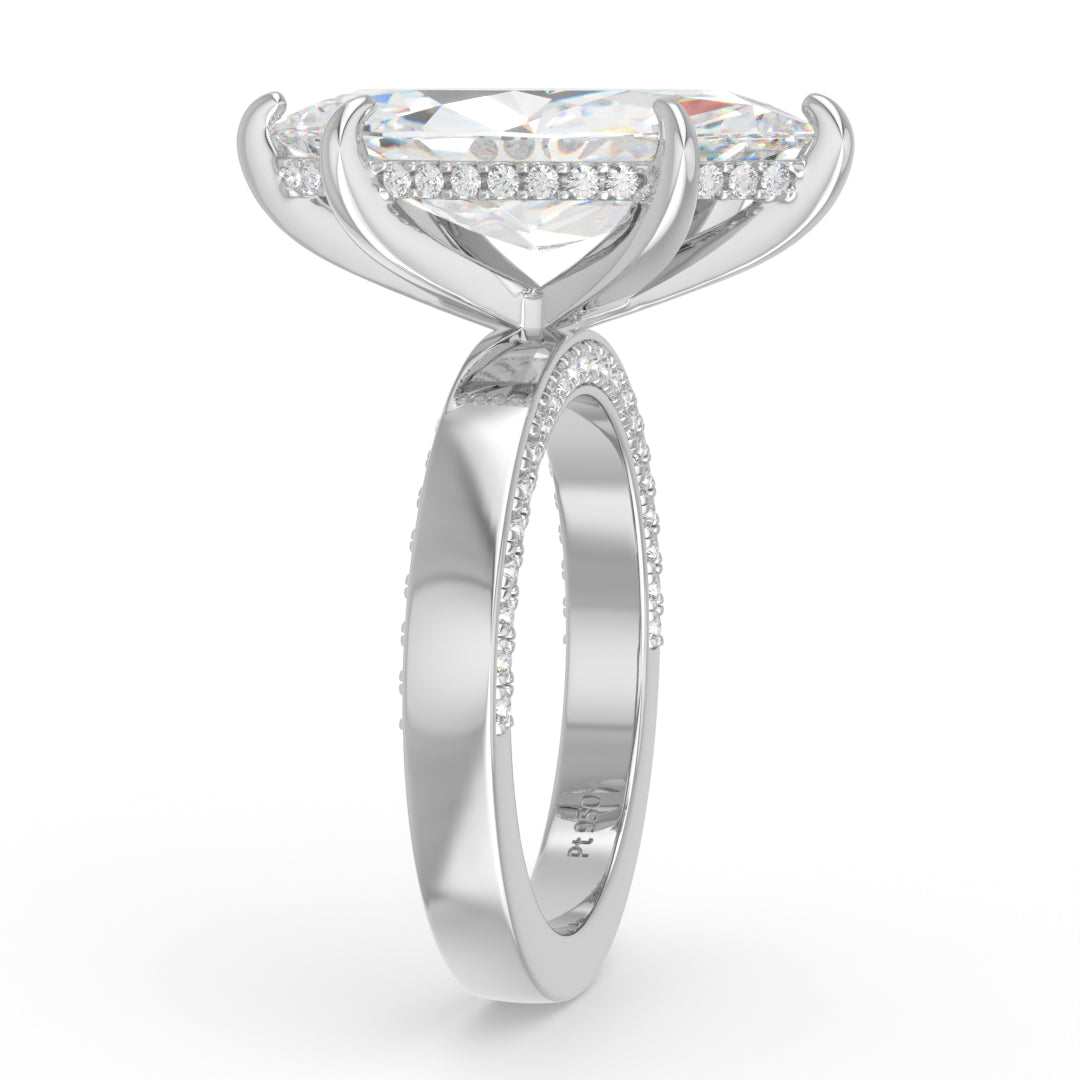Celeste Marquise cut Lab Diamond with Cigar band and half set Diamond sides & hidden halo