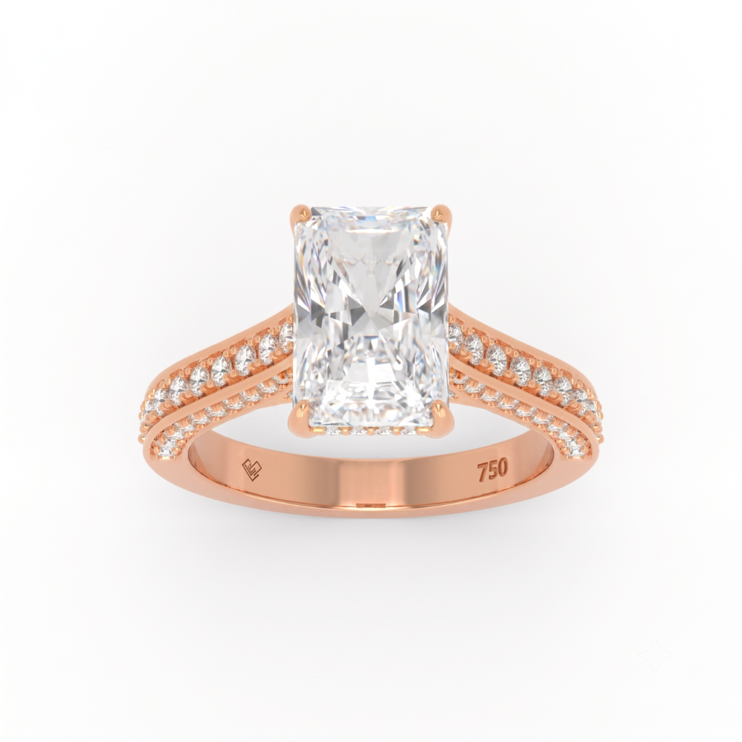 Katherine Radiant cut engagement ring 3D Diamond Band