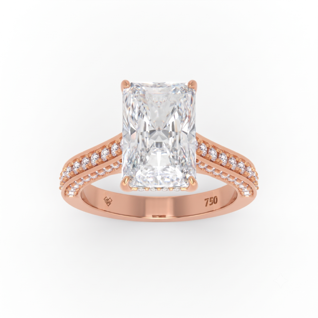 Katherine Radiant cut engagement ring 3D Diamond Band