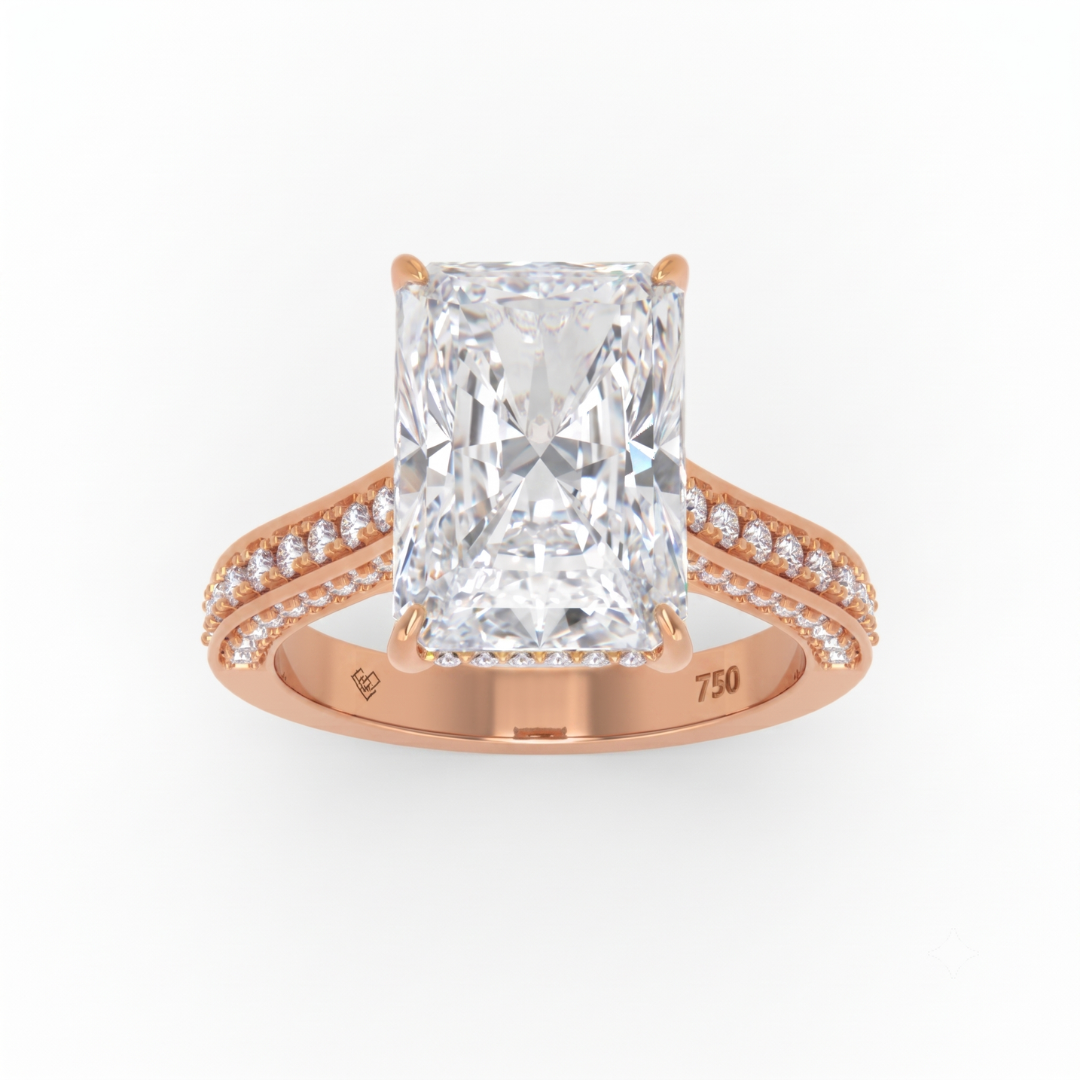Katherine Radiant cut engagement ring 3D Diamond Band