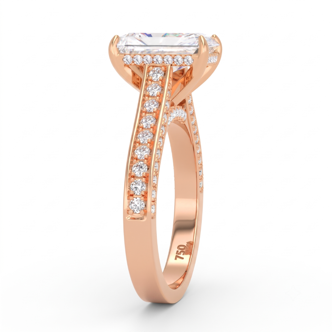 Katherine Radiant cut engagement ring 3D Diamond Band