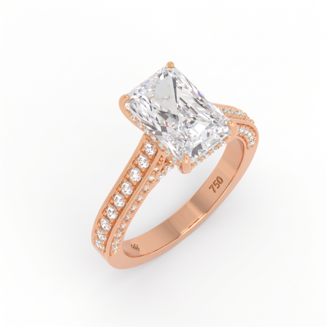 Katherine Radiant cut engagement ring 3D Diamond Band