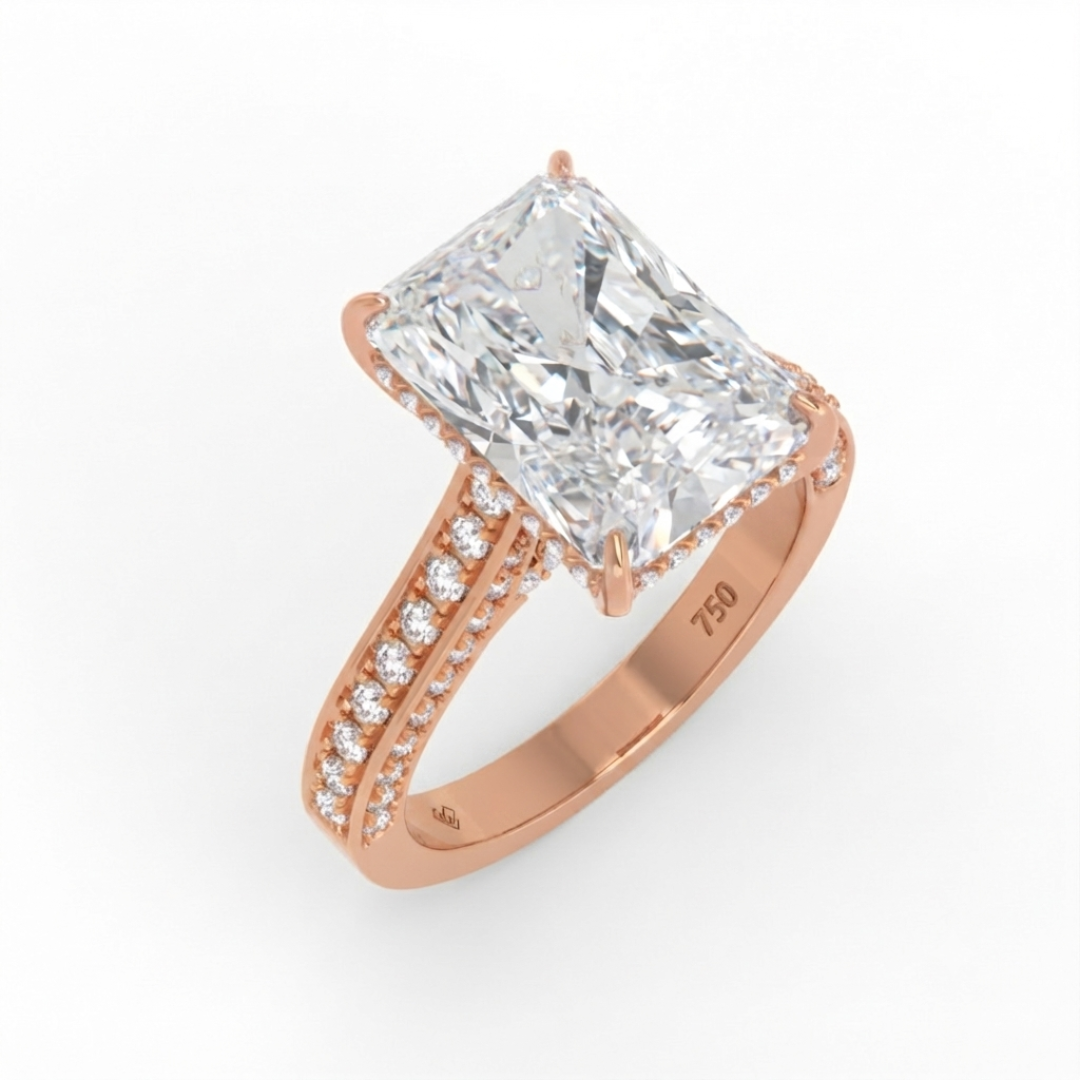 Katherine Radiant cut engagement ring 3D Diamond Band