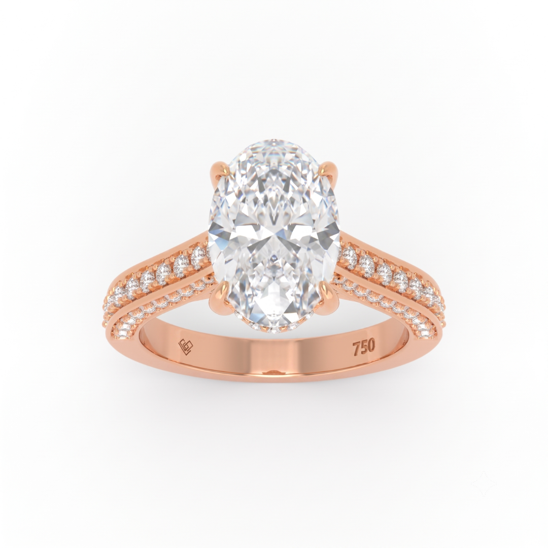 Katherine Oval Cut Engagement Ring 3D Diamond Band