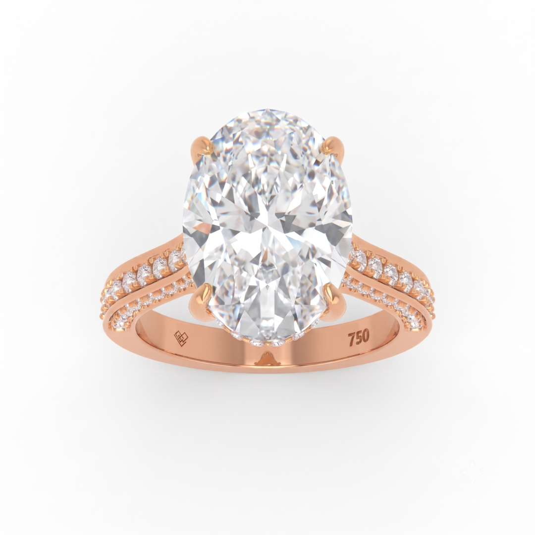 Katherine Oval Cut Engagement Ring 3D Diamond Band