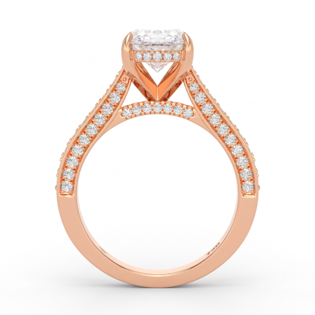 Katherine Oval Cut Engagement Ring 3D Diamond Band