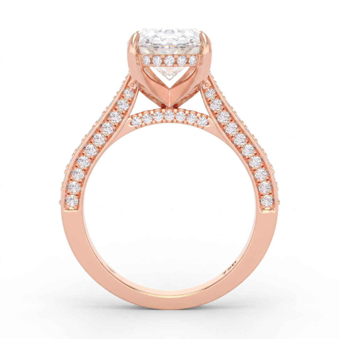 Katherine Oval Cut Engagement Ring 3D Diamond Band