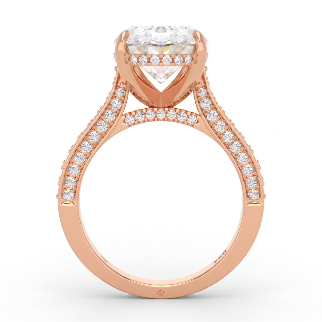 Katherine Oval Cut Engagement Ring 3D Diamond Band