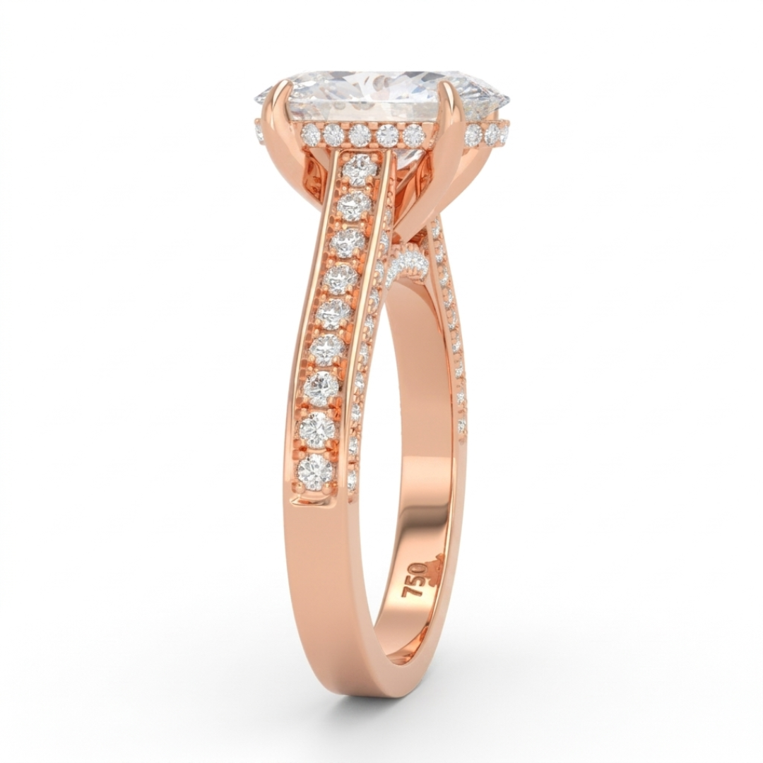Katherine Oval Cut Engagement Ring 3D Diamond Band